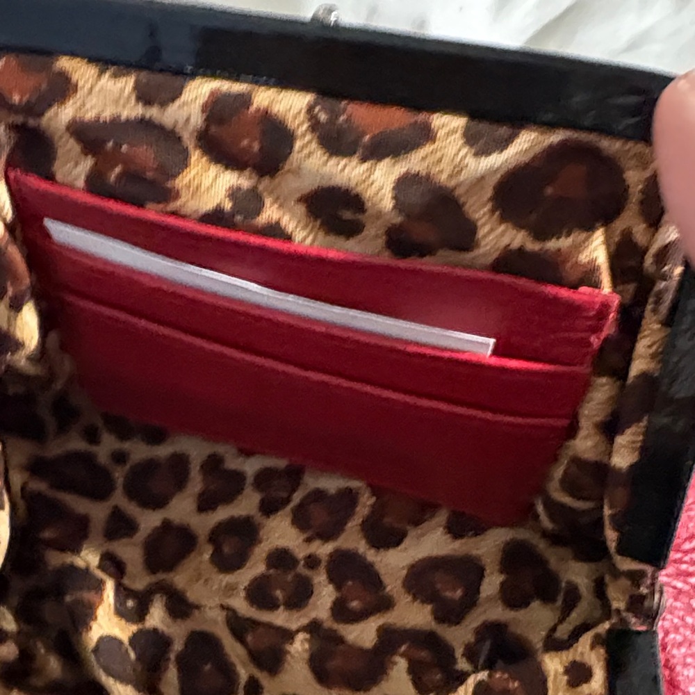 Brighton Leopard Print and Red Leather Mini Purse with Crossbody Strap - Picture 9 of 10